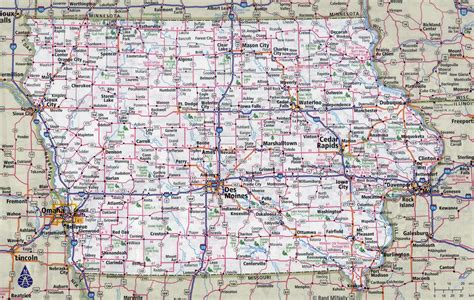 iowa map with cities and towns.